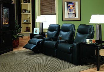 Black Leatherette Home Theater Recliner Seats W/Cup Holders [CRS-7537-Directors]