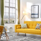 116 Sofa Bed Convertible in Yellow Fabric by ESF