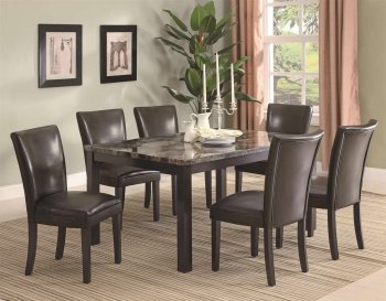 Cappuccino Finish & Faux Marble Top Modern 7Pc Dining Set [CRDS-102266-Carter]