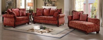 Grande Isle Sofa 8234RD in Red Fabric by Homelegance w/Options [HES-8234RD Grande Isle]