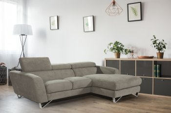 Sparta Mini Sectional Sofa in Fabric by J&M w/Steel Legs [JMSS-Sparta Mini Grey Fabric]