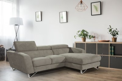 Sparta Mini Sectional Sofa in Fabric by J&M w/Steel Legs