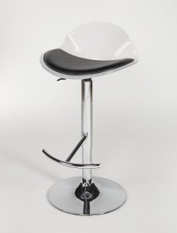 Chrome Metal Base & Black/White Seat Set of 2 Barstools