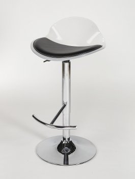 Chrome Metal Base & Black/White Seat Set of 2 Barstools [CYBA-Acrylic-White]