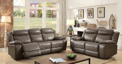 Page Power Motion Sofa CM6561 in Gray Top Grain Leather w/Opt