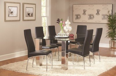 Bellini Dining Set 5Pc 107111 by Coaster w/Glass Top