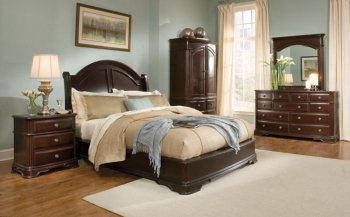 Deep Merlot Finish Traditional Bed w/Optional Case Pieces [HEBS-858LP Grandover]