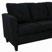 Black Fabric Contemporary Sectional Sofa w/Wooden Legs