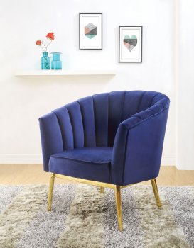 Colla Set of 2 Accent Chairs 59815 in Blue Velvet & Gold by Acme [AMAC-59815-Colla Blue]