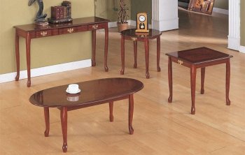 Cherry Wood Finish Traditional Classic 3PC Coffee Table Set [PXCT-F3062]