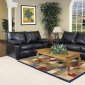 Black Leather-Look Fabric Modern Sofa & Loveseat Set w/Options