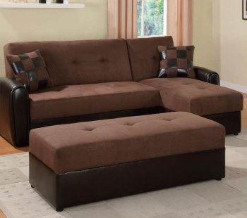 Chocolate Microfiber Modern Sectional Sofa w/Optional Ottoman [ABCSS-7027]