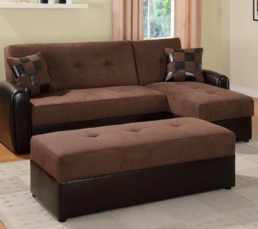 Chocolate Microfiber Modern Sectional Sofa w/Optional Ottoman