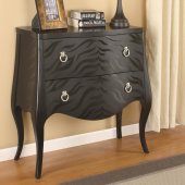 Black Finish Modern Cabinet w/Two Drawers & Zebra Print