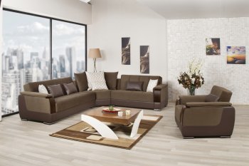 Modena Sectional Sofa in Chocolate Fabric by Casamode w/Options [CMSS-Modena Chocolate]