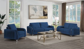 Wenona Sofa & Loveseat LV01774 in Blue Velvet by Acme w/Options [AMS-LV01774 Wenona]