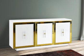 Sashi Buffet in White w/Gold Accents [SFMABU-Sashi White]