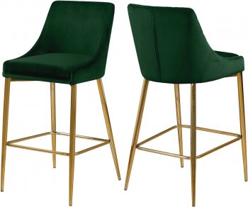 Karina Counter Stool 789 Set of 2 Green Velvet Fabric - Meridian [MRDC-789 Karina Green]