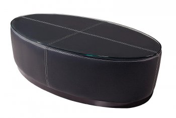 Oval Coffee Table with Black Faux Leather Upholstery [GFC-A9074BL]