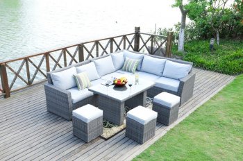 Chelsea Outdoor Sectional Sofa Set 8Pc in Slate Grey by Bellini [BLOUT-Chelsea-Slate-Grey 8pc]