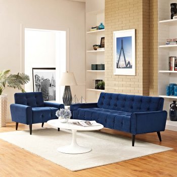 Delve Sofa in Navy Velvet Fabric by Modway w/Options [MWS-2456 Delve Navy]