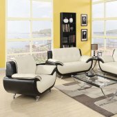 50765 Olivette Sofa in Cream & Black Bonded Leather by Acme