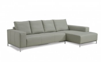 Linea Sectional Sofa in Grey Leather by Whiteline [WLSS-Linea Grey]