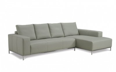 Linea Sectional Sofa in Grey Leather by Whiteline