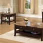 Rich Dark Mocha Contemporary Coffee Table w/Marble Top