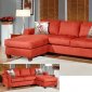 Orange Fabric Modern Reversible Sectional Sofa w/Throw Pillows