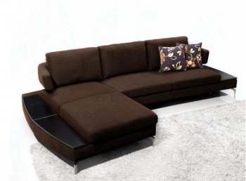 Brown Fabric Modern Elegant Sectional Sofa w/Metal Legs [VGSS-1077-BR]