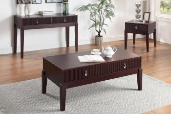 F6375 3Pc Coffee & End Table Set in Espresso - Poundex w/Options [PXCT-F6375]