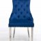 Leo Silver Dining Chair Set of 2 in Blue Fabric