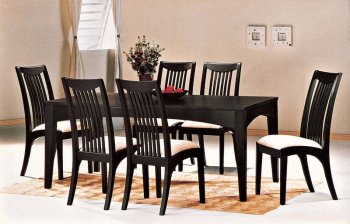 Black Finish Modern 5 Piece Dining Set w/Cushioned Chairs [YTDS-PA2222-Paige]