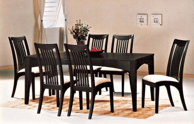 Black Finish Modern 5 Piece Dining Set w/Cushioned Chairs