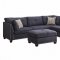 Laurissa Sectional Sofa w/Ottoman 54365 Dark Blue Linen by Acme