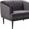 Rory Sofa 689 in Grey Velvet Fabric by Meridian w/Options