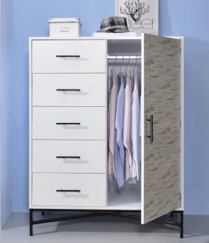 Uma Wardrobe 97453 in White & Weathered Wood by Acme [AMA-97453-Uma]