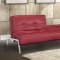 Red Bonded Leather Modern Convertible Sofa Bed w/Chrome Legs