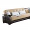 Natural Naomi L. Brown Fabric/Brown Vinyl Sectional Sofa by Suns