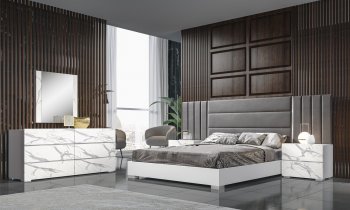 Nina Premium Bedroom in White & Gray by J&M w/Optional Casegoods [JMBS-Nina]