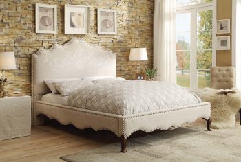 Kaine 1889N Upholstered Bed in Beige Fabric by Homelegance [HEB-1889N Kaine]