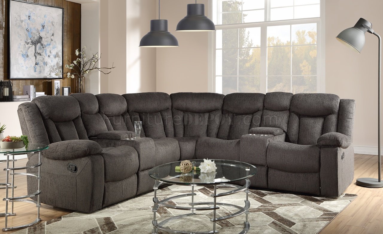 brown leather and fabric sectional sofa