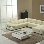 T132 Sectional by VIG in Ivory Leather