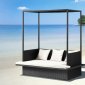 Black & White Modern Outdoor Beach Bed w/Flat Roof