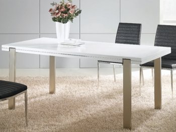 Extra Dining Table w/White Top & Optional Chairs by Whiteline [WLDS-Extra]