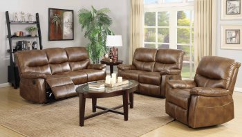 7283 Reclining Sofa in Weathered Brown Faux Leather w/Options [EGS-7283]