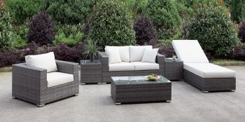 Somani CM-OS2128-21 6Pc Outdoor Patio Set in Ivory & Gray [FAOUT-CM-OS2128-21-Somani]