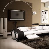 4087 Sectional Sofa in White & Black Bonded Leather by VIG