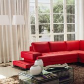 Red Tufted Bonded Leather Modern Stylish Sectional Sofa